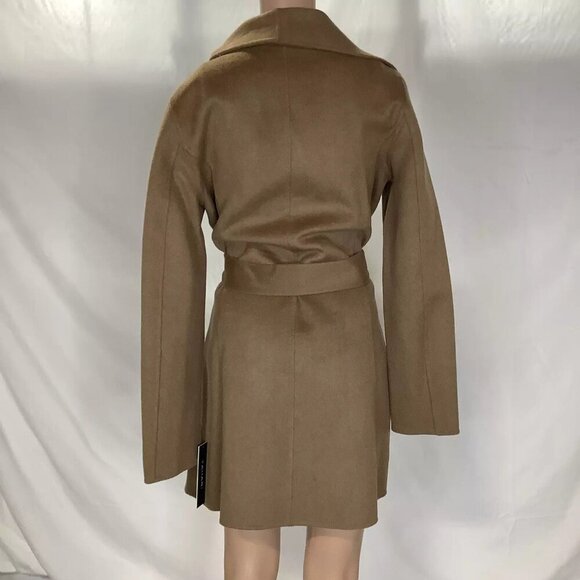 NEW TAHARI Women's Coat Ella Belted Wool Blend Size M Camel - Picture 2 of 7
